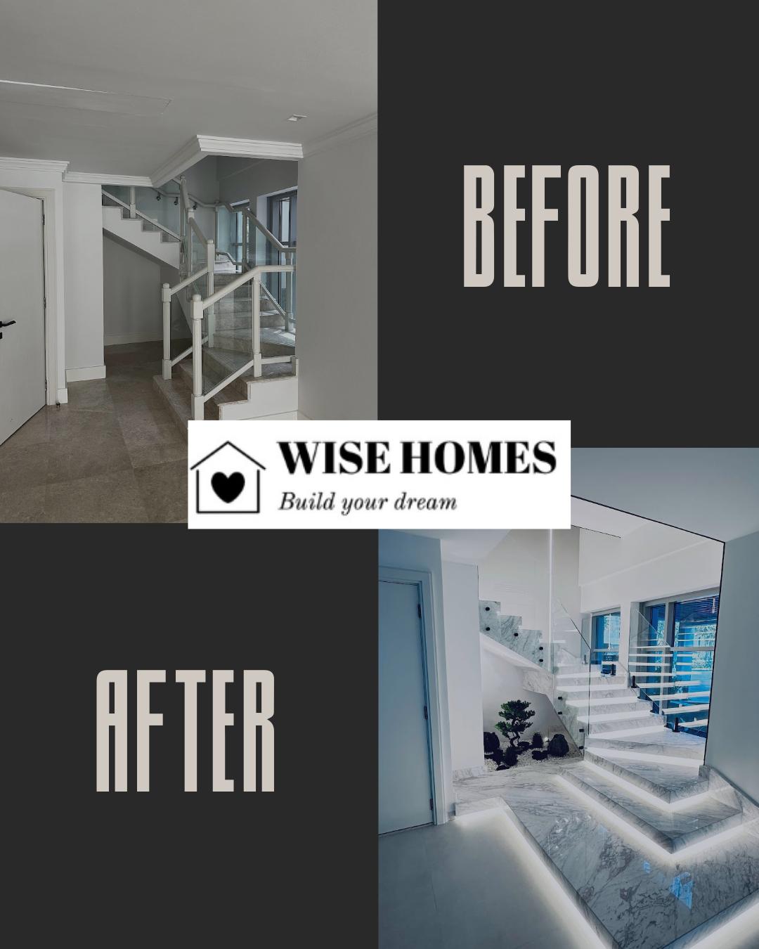 Stairs renovation in Downtown Dubai - custom marble and lighting